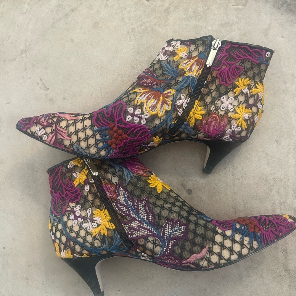 Sam Edelman Embroidered Floral Mesh Ankle Boots - Multicolor - Picture 2 of 5